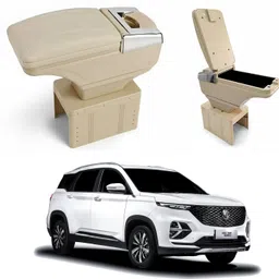 oshotto PU Leather AR-01 Car Armrest Console Box For MG Hector Plus Beige Car Armrest-picture-33