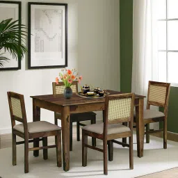 woodsworth from pepperfry Albans Sheesham Wood 4 Seater Dining Set In Provincial Teak Finish image 1