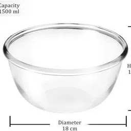 dulariya Glass Mixing Bowl Mixing Bowl 1500 Glass Serving Bowl (Clear, Pack of 1) image 3