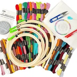 manrish Embroidery Beginner Supplies Tool Kit/EmbroideryMaterialsKit/Threads,Hoops,Cloth-picture-26