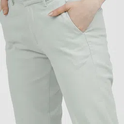 tokyo talkies Women Tapered Grey Cotton Blend Trousers image 4