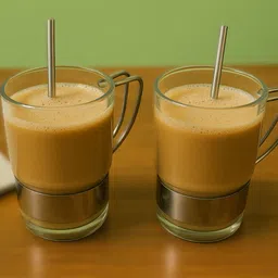 maavani Pack of 2 Glass Cup Set with Straw | Coffee/Tea/Milk/Juice Drinking Cups image 2