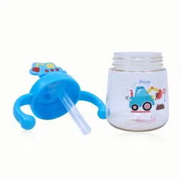the little bunny hop in style Baby Sipper Cup with Handles and Straw – Spill-Proof– Easy Grip, BPA-Free image 3