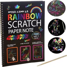 prescent A4 Size Rainbow Art Scratch Paper Book Sheets with Stylus, 10 Pages, Multicolor Sketch Pad-picture-22