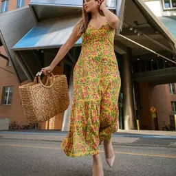 wonderstar Women Gown Green, Pink, Yellow Ankle Length Dress-picture-16