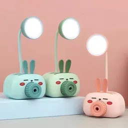 akr Cartoon Pig LED Pen Holder Stand Pencil Sharpener Stationery Organiser for kids Table Lamp image 4