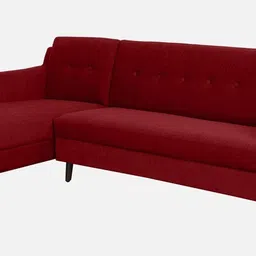 casacraft from pepperfry Amanda Fabric RHS Sectional Sofa (3 + Lounger) In Garnet Red Colour image 3