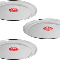 a&h Stainless Steel Heavy Gauge Daily Use Dinner Plate with Mirror Finish Design 27cm Dia set of 3 Pcs Dinner Plate-picture-17