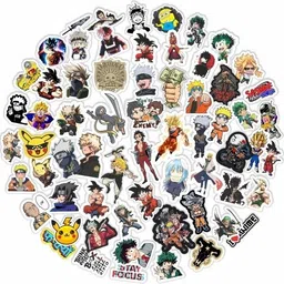 Tarbooz Anime Pack of 72 Vinyl Stickers for Laptop,Mobile,Case,books,Bike,Helmet,Guitar Vinyl Laptop Decal 15-picture-42
