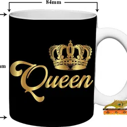 murli textiles MTM Queen Printed Ceramic Coffee mug With Key Chain(350 ML) Ceramic Coffee Mug image 4