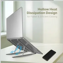 Iconic Retail Adjustable Ergonomic Laptop Stand | Foldable, Portable Riser for 10–17" Laptops Laptop Stand 23 Aluminium Floor and Desk Stand Laptop Stand with Adjustable Height Compatible with 36 - 39cm Laptops image 2