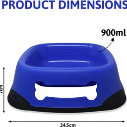 plushmate Anti Skid Elegant Square Feeding Water Bowls for Dogs, Cats Plastic Pet Bowl image 2
