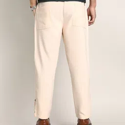 campus sutra Men Relaxed White Polyester Trousers image 3