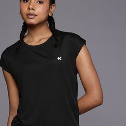 hrx by hrithik roshan Women Solid Round Neck Polyester Black T-Shirt-picture-26