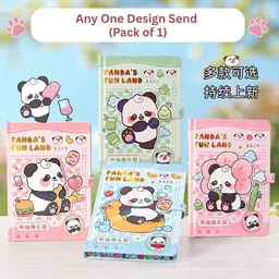 a r international Cute Panda Theme Hardbound Notebook | A6 Size | A6 Diary Fun Cartoon Cover with Lock | Ideal for Kids & School Use(Pack of 1) 224 Pages image 1