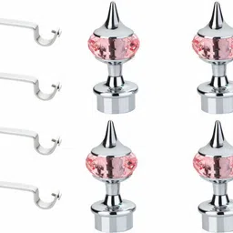 gloxy Pink, Silver Rod Rail Bracket, Curtain Knobs, Curtain Hooks, Curtain Rods Metal-picture-12