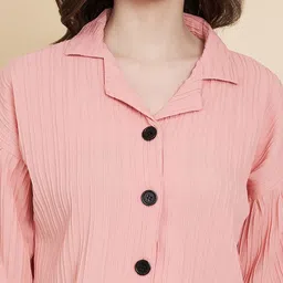 vairagee Women Boxy Fit Solid Lapel Collar Casual Shirt image 4