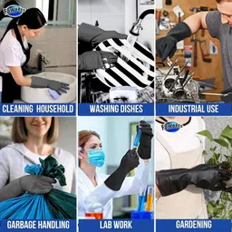 f8wares Heavy-duty Reusable Dishwashing Industrial Gardening Cleaning Rubber Hand Gloves Wet and Dry Glove Set image 4