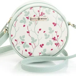 sacci mucci Blue Women Sling Bag Round Sling Bag, Printed Sling Bag, Women Sling Bag-Floral Tree Twig image 1