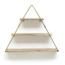 woodenmood Mango Wood and Metal Triangle Book shelf in Natural Finish by Wooden Mood image 2