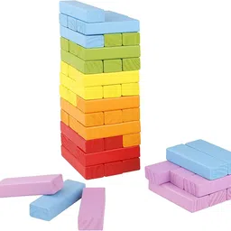 authfort Excellent Quality Board Game (Toy-Station- 51 PCS Wooden Colorful Tumbling ZENGA) image 2