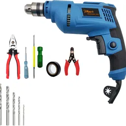 hillgrove MCGH1103M1 500W Drill Machine with 5Pcs Hand Tool Kit, 5Pcs HSS Drill Bits for Making Holes in Metal/Wood/Concrete with Reverse Rotation DP252 Pistol Grip Drill-picture-16