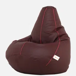 mintwud from pepperfry Classic XXL Leatherette Bean Bag with Beans in Pink Piping & Maroon Colour image 5