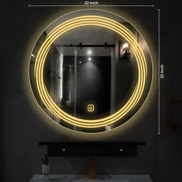 lge Modern Designer LED Rounded Shape Bathroom Wall Mirror 22×22 inch Bathroom Mirror image 4