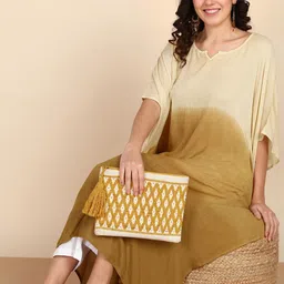 maaesa Solid Crepe Women Kaftan image 4