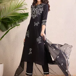 indo era Women Silk Blend Kurta Pant Dupatta Set-picture-19