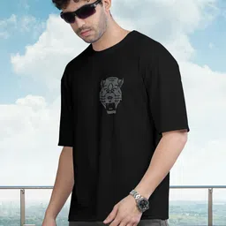 bullmer Men Printed Round Neck Cotton Blend Black T-Shirt-picture-18