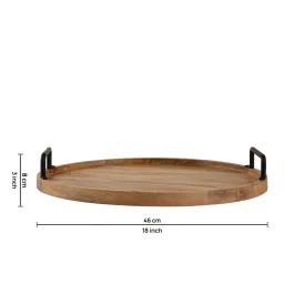 metalsmith Brown Mango Wood Round Serving Tray image 4