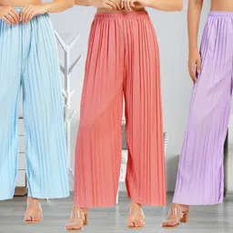 irha Pack of 3 Women Regular Fit Multicolor Viscose Rayon Trousers-picture-31