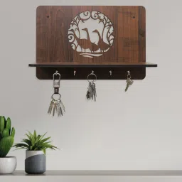 random Engineered Wood Eaton Floating In Brown Colour Key Holder image 1