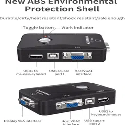DooBuy 2 Port USB 2.0 KVM VGA SVGA Switch KVM Extender Switcher Box with Control Button for PC Keyboard Mouse Monitor Laptop Accessory image 2