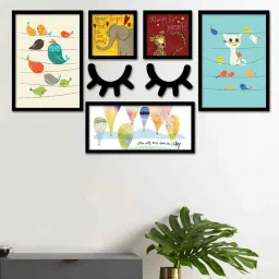 art street Brown Engineered Wood Framed Art Print Set of 5 image 1