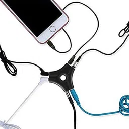 Iris Grape Black ® 6 Way Triangular Shape 3.5mm Jack Multi Headphone Earphone Audio Splitter Phone Converter image 3