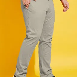 bigbanana Men Regular Fit Beige Pure Cotton Trousers image 3