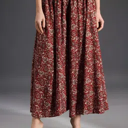 ozberk creation Women Flared Maroon Crepe Trousers image 4