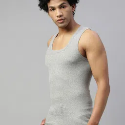 dixcy scott maximus Pack of 5 Regular Fit Solid Round Neck Sleeveless 100% Rib Cotton Men Vest image 3