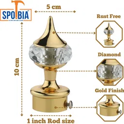 spotbia Gold Rod Rail Bracket, Curtain Knobs Metal image 2