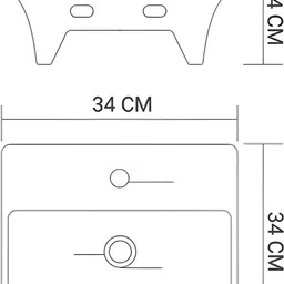 syon VIVA Ceramic Wall Mount & Table Top Basin for Bathroom & Living (13.3"x13.3") SYON072 Wall Hung Basin image 5