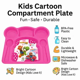 bizenta Kids Multi-Color Compartment Plate Set | BPA-Free Plastic - Plastic image 3