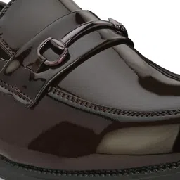 here&now Men Petant Solid Formal Slip On Shoes With Buckel Loafers For Men image 2