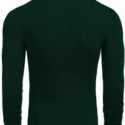 fashlook Men Solid High Neck Green Sweater image 2