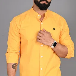 fubar Men Regular Fit Solid Mandarin Collar Casual Shirt image 4