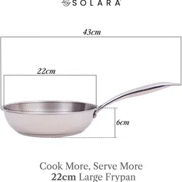 solara Sterra Triply Bottom Stainless Steel Frying Pan, Non Toxic Cookware, Fry Pan 22 cm diameter 1.7 L capacity image 5