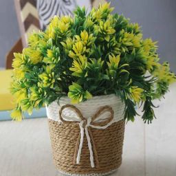 Yellow Plastic Yellow Leaves Artificial Plant with Pot by Foliyaj-picture-11