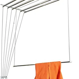 cybercity Steel Ceiling Cloth Dryer Stand 6 Pipes x 5 Feet Heavy-Duty 16mm Roof Cloth Dryer with UV Protected Nylon Rope image 1
