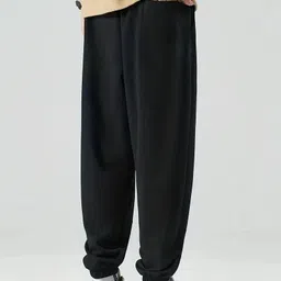 warcourt Men Loose Fit Black Cotton Blend Trousers-picture-27